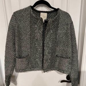 Joie Heathered Gray Textured Open-Front Cardigan xs